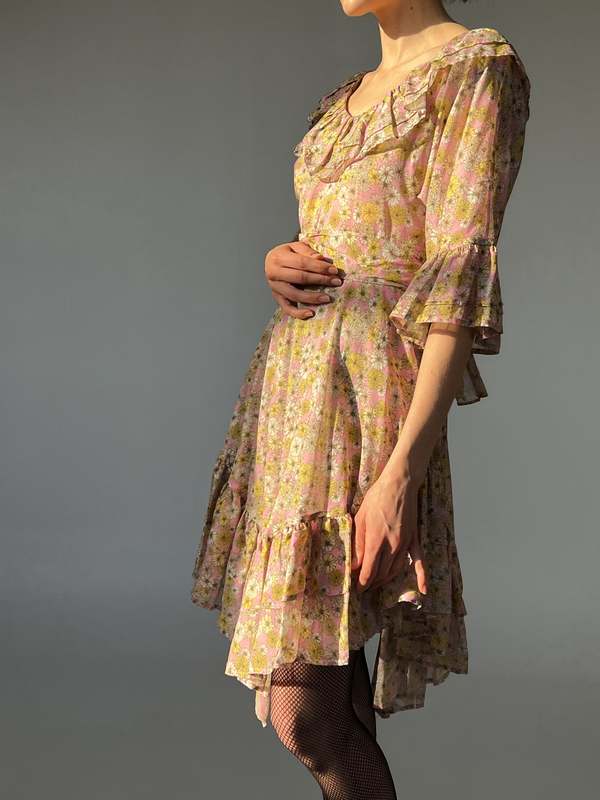 Vintage Lisa Marie Fernandez Ruffled Dress - Floral | Garmentory