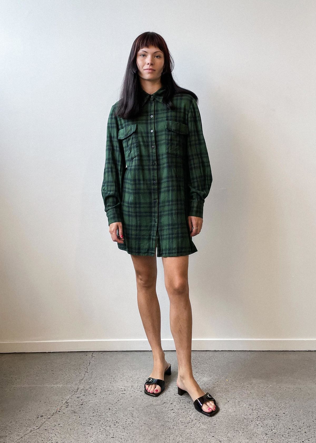 green emerald velvet dress Juliet Plaid Dress | Green Plaid Long Sleeve Dress