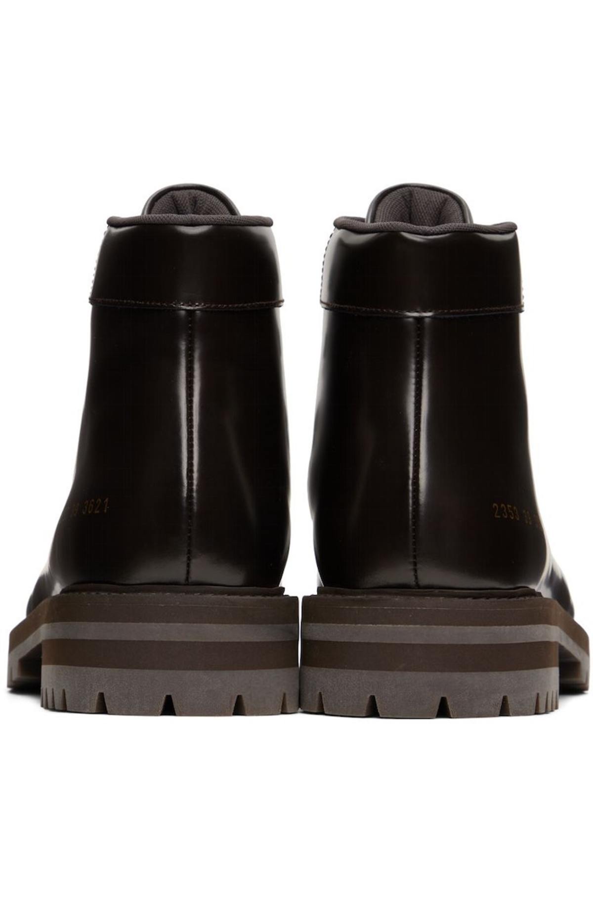 Common Projects Dark Brown Leather Lace-Up Boots Common Projects Leather Hiking Boots - Brown | Garmentory main image 2