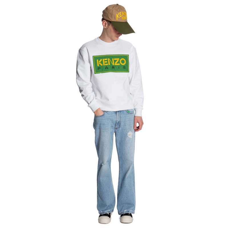 ★KENZO★ Paris Sweatshirt White FD55SW4474ME01 FD55SW4474ME Kenzo Paris White Tiger Head Embroidered Hoodie Sweatshirt