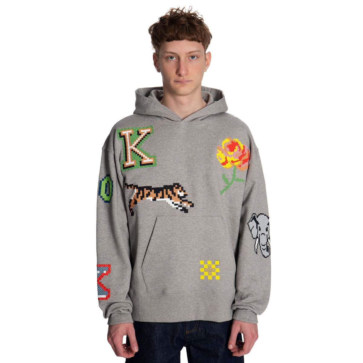 Kenzo Pixel Oversized Hoodie sweater - Grey | Garmentory