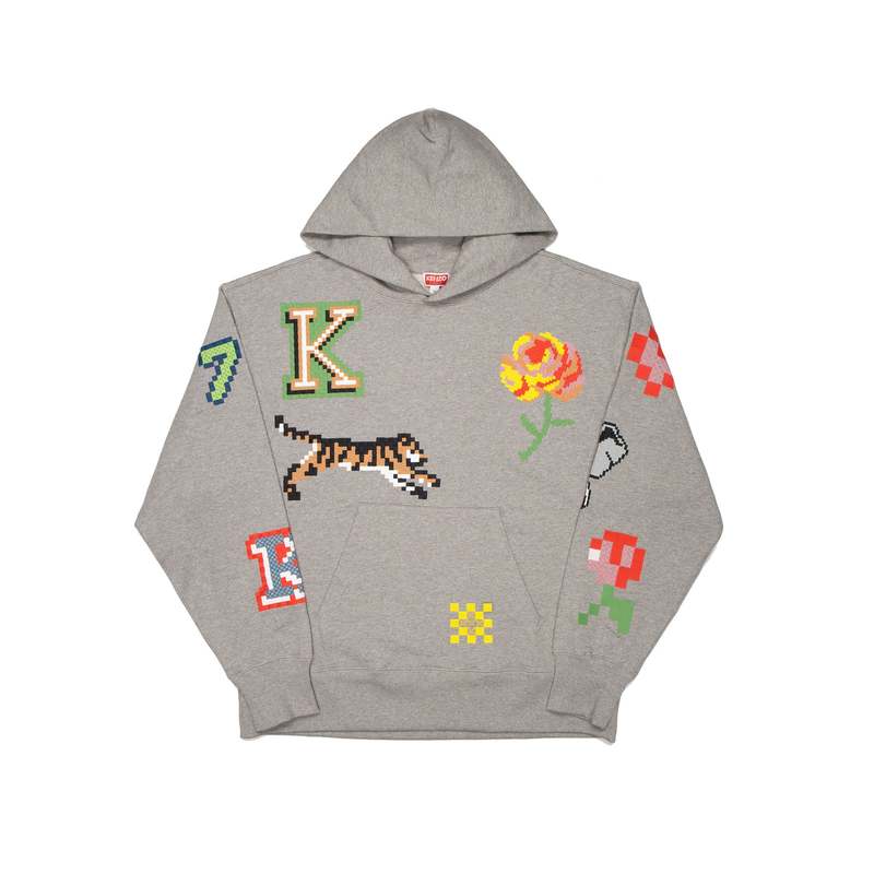 【KENZO】メンズ ピクセル オーバーサイズ フーディー KENZO オーバーサイズ フーディ スエット タイガー ロゴ Pixel