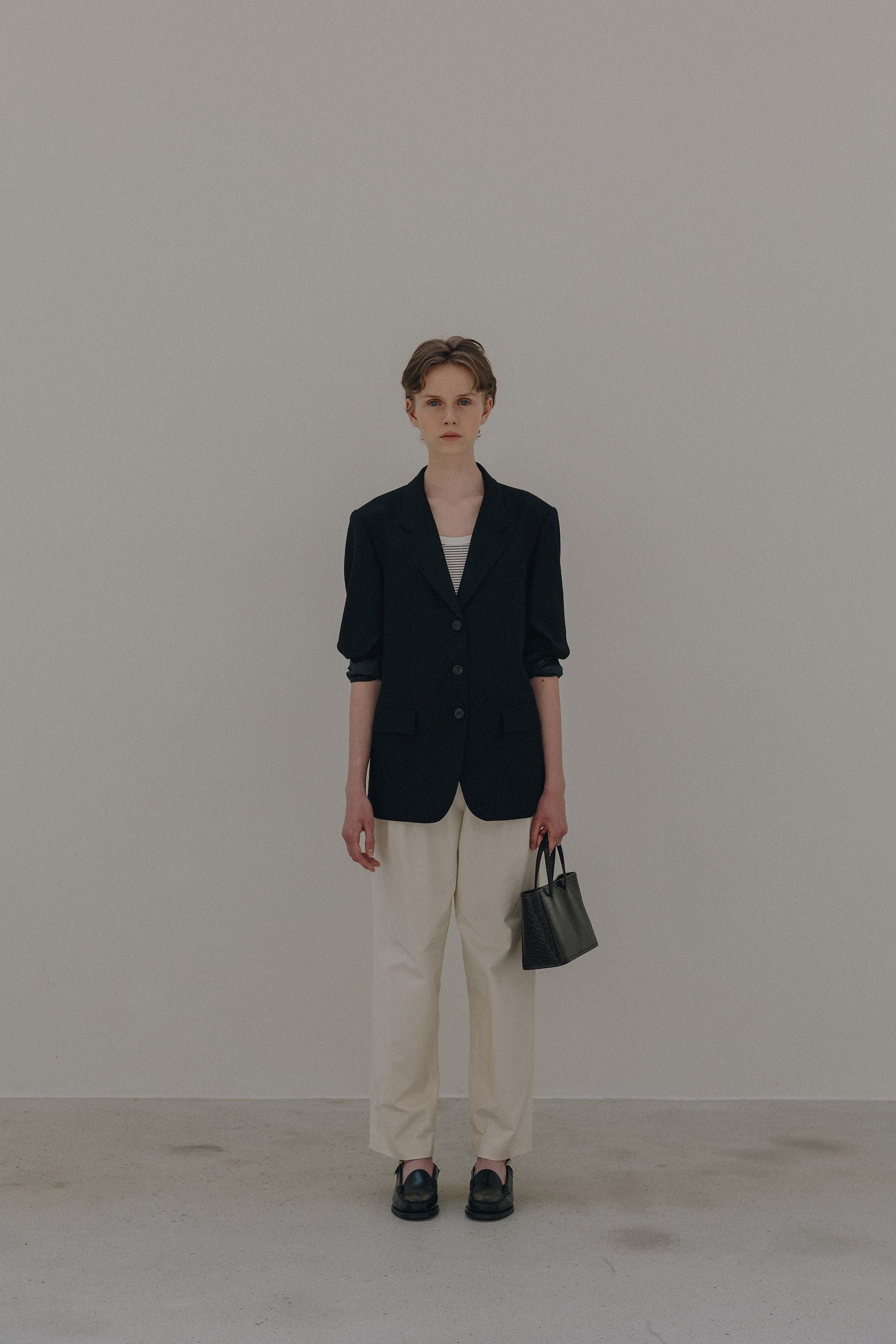 NOTHING WRITTEN Ain Croco Tote Bag - Salt/Black | Garmentory