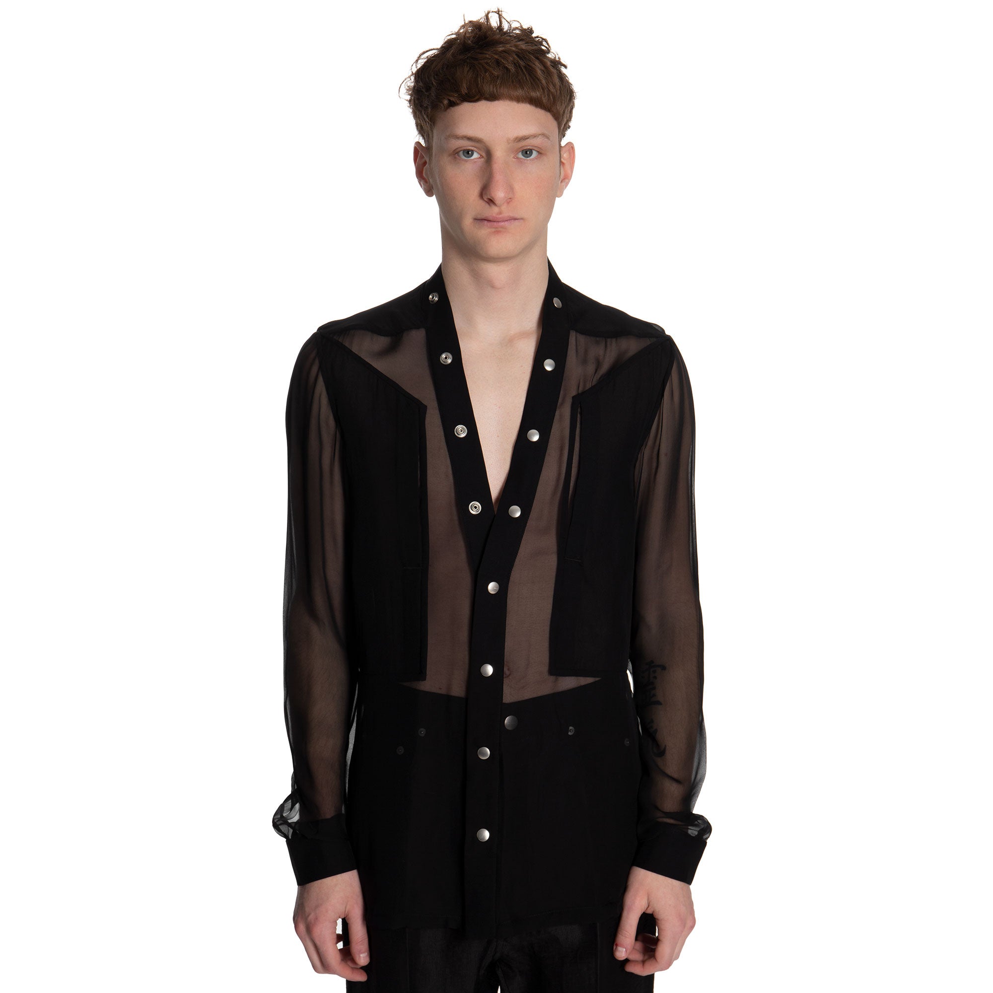 【関税込み】Rick Owens ブラック Larry Fogpocket シャツ Rick Owens: ブラック Concordians Larry Fogpocket シャツ