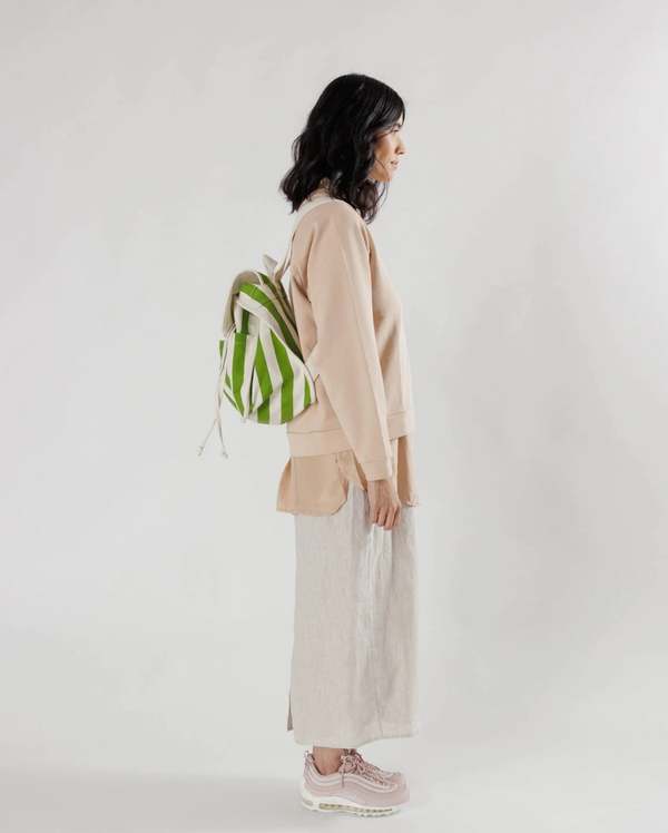 Striped Drawstring Backpack - Green BAGGU Drawstring Backpack - Green Awning Stripe | Garmentory main image 2