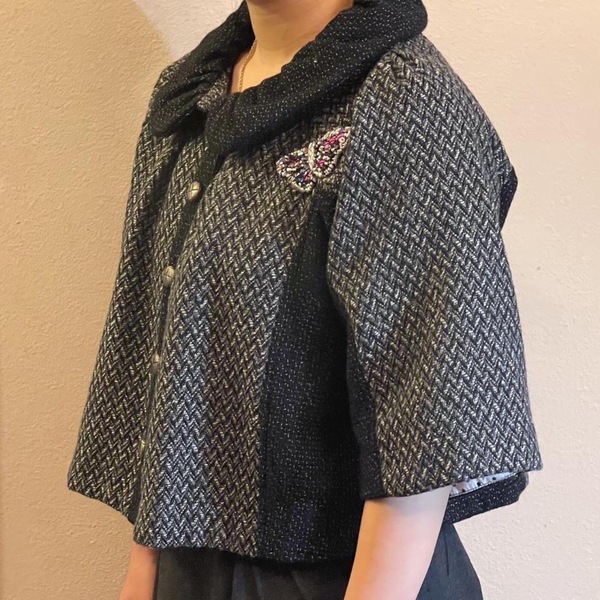 French Tweed Butterfly Beaded Bolero