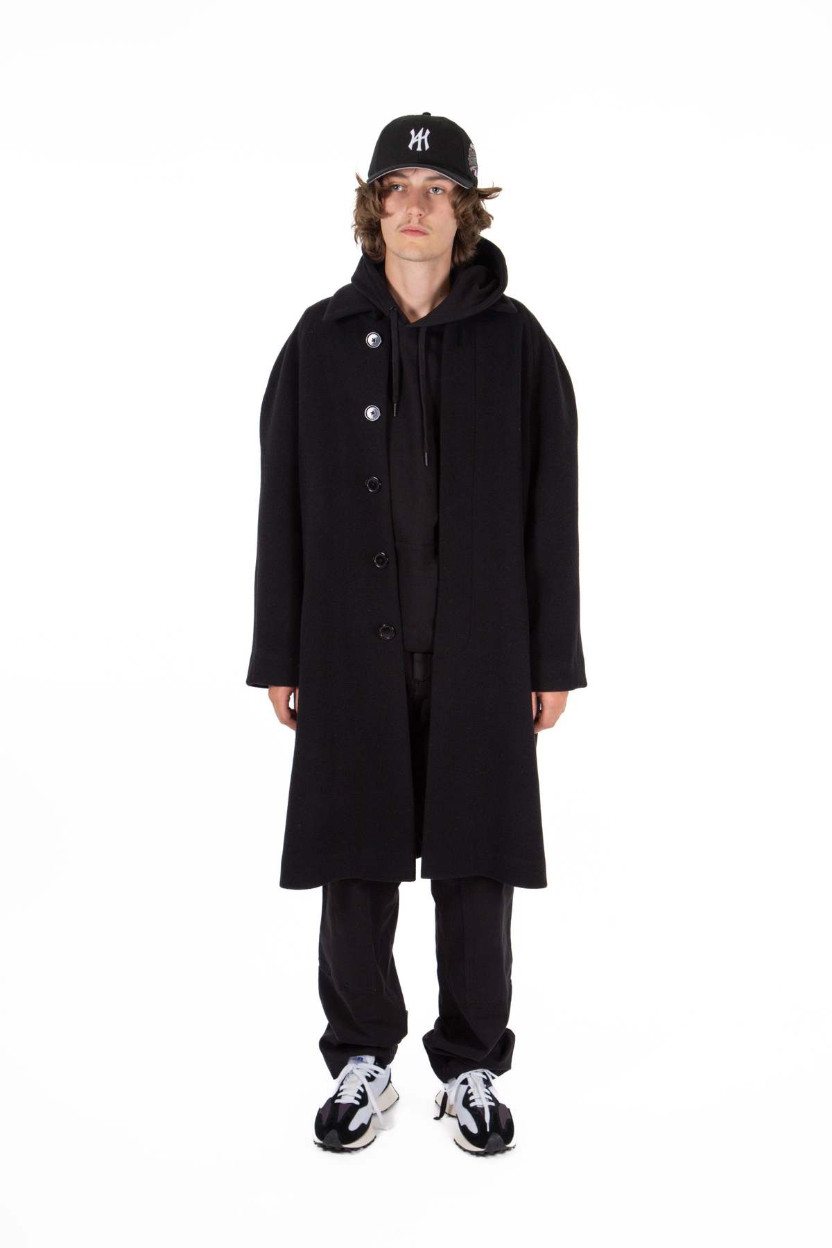 FOUR HORSEMEN Archive Long Wool Coat - Black - Image 1 of 7