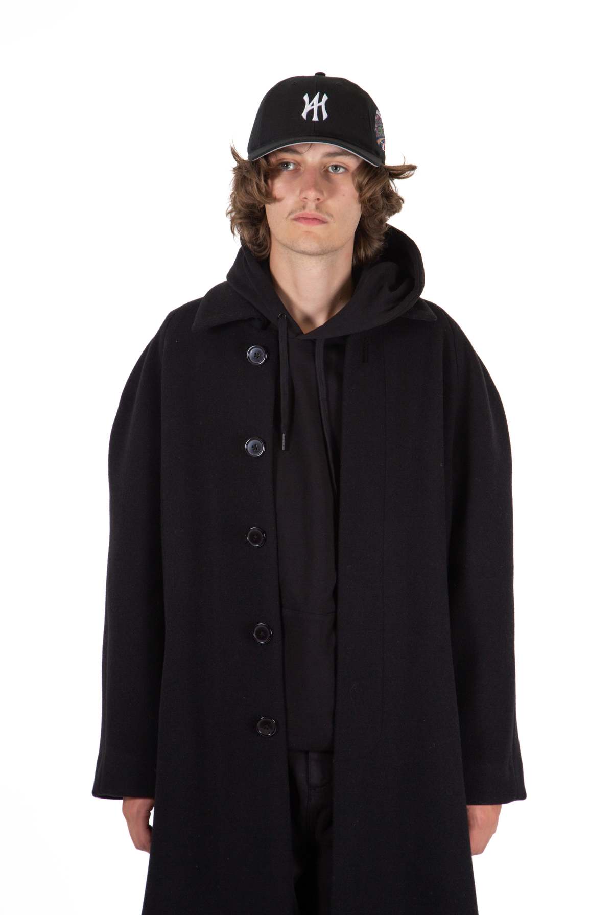 FOUR HORSEMEN Archive Long Wool Coat - Black - Image 5 of 7