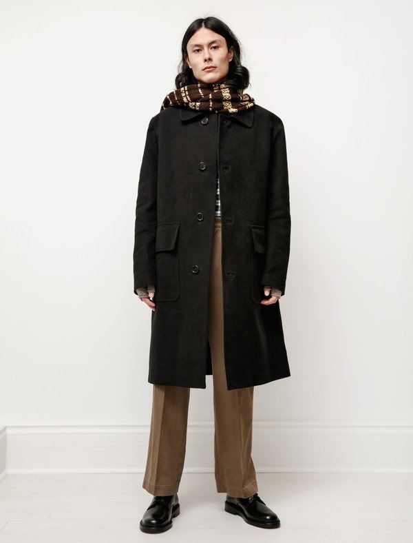 Margaret Howell Patch Pocket Moleskin City Coat - Black | Garmentory