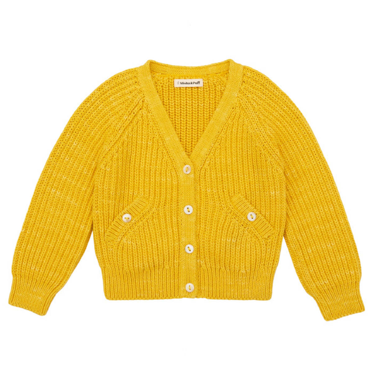 Kids Misha & Puff Fisherman Rib Everyday Cardigan - Zest Yellow 