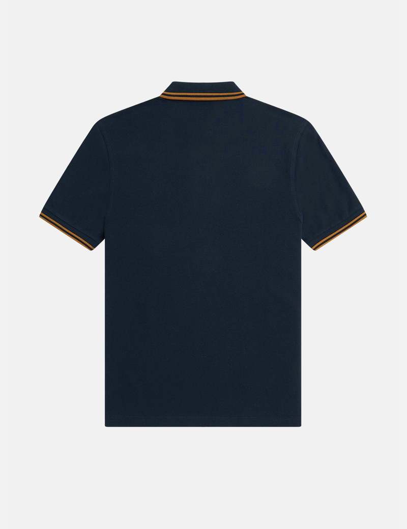 Fred Perry Twin Tipped Polo Shirt - Navy/Dark Caramel
