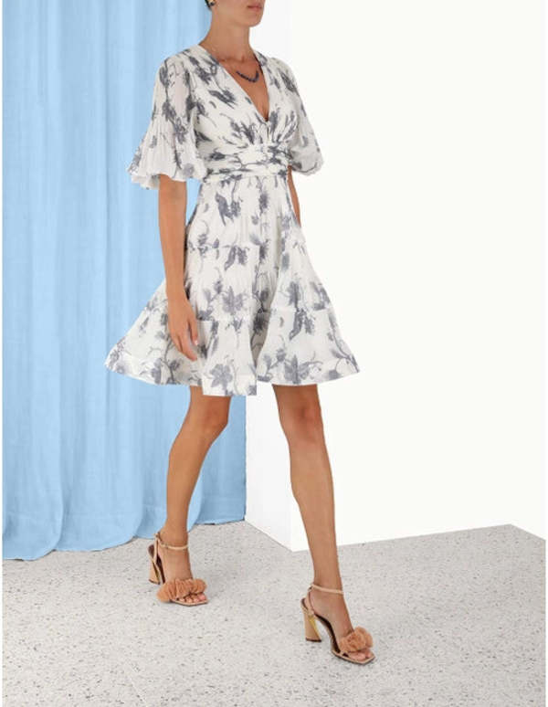 Zimmermann Pleated Mini Dress - Keira Navy
