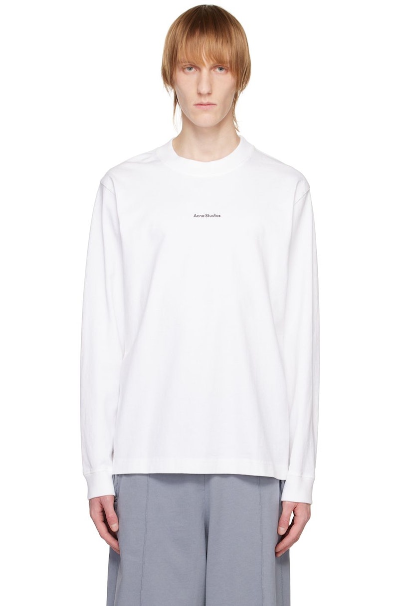 Acne Studios Printed Long Sleeve T-Shirt - White | Garmentory