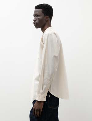 Taiga Takahashi Mens Lot 104 Band Collar Shirt - Ivory | Garmentory