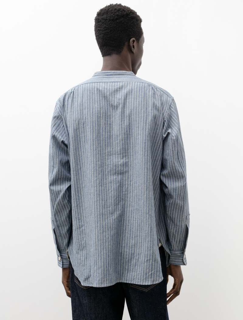 Taiga Takahashi Mens Lot 105 Band Collar P O Shirt - Indigo