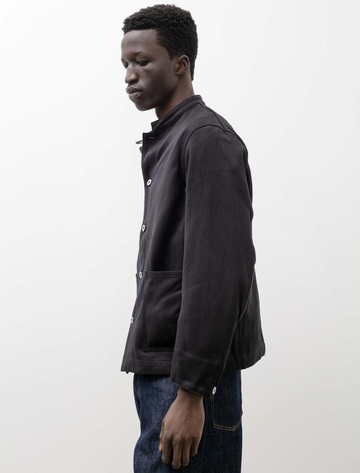 Taiga Takahashi Mens Lot 307 Stand Collar Jacket - Black | Garmentory