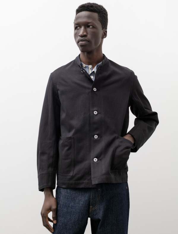 Taiga Takahashi Mens Lot 307 Stand Collar Jacket - Black | Garmentory