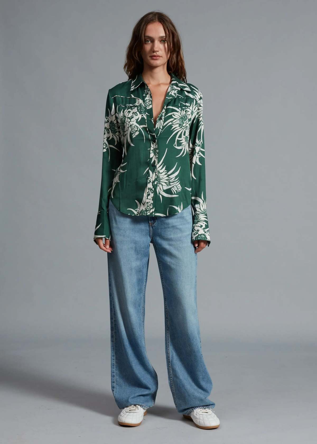 Rag & Bone Cleo Shirt - Green Multi Floral - Image 1 of 2