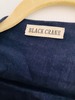 Black Crane Linen Long Overshirt - Navy Blue - Thumbnail 3
