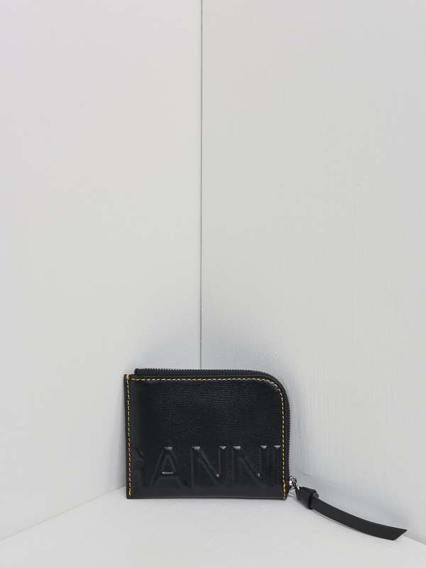 Ganni Zip Around Card Holder Black Garmentory