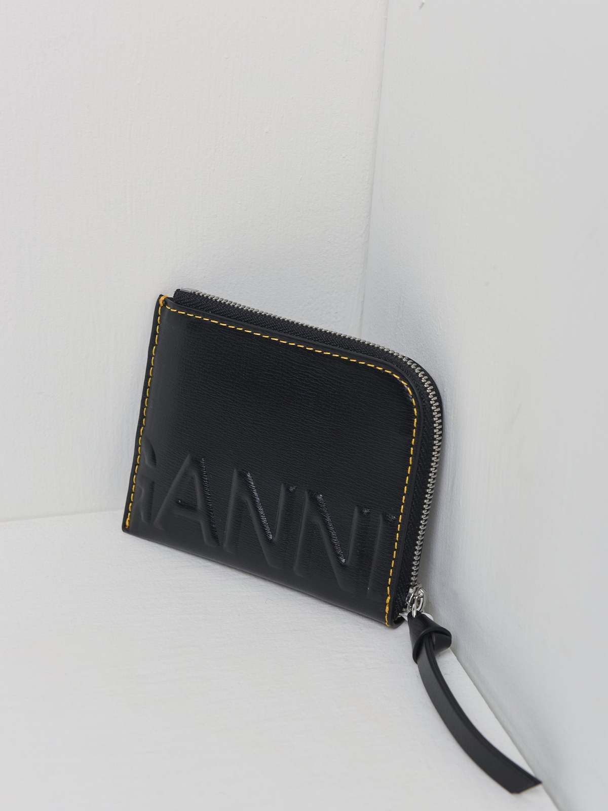 Ganni Zip Around Card Holder Black Garmentory