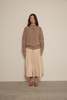 amente Wool High Neck Sweater Cardigan - Brown - Thumbnail 3