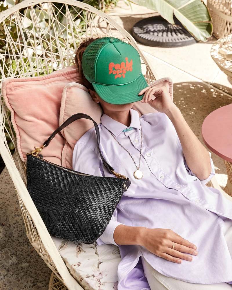 Black Woven Zig Zag Moyen Messenger