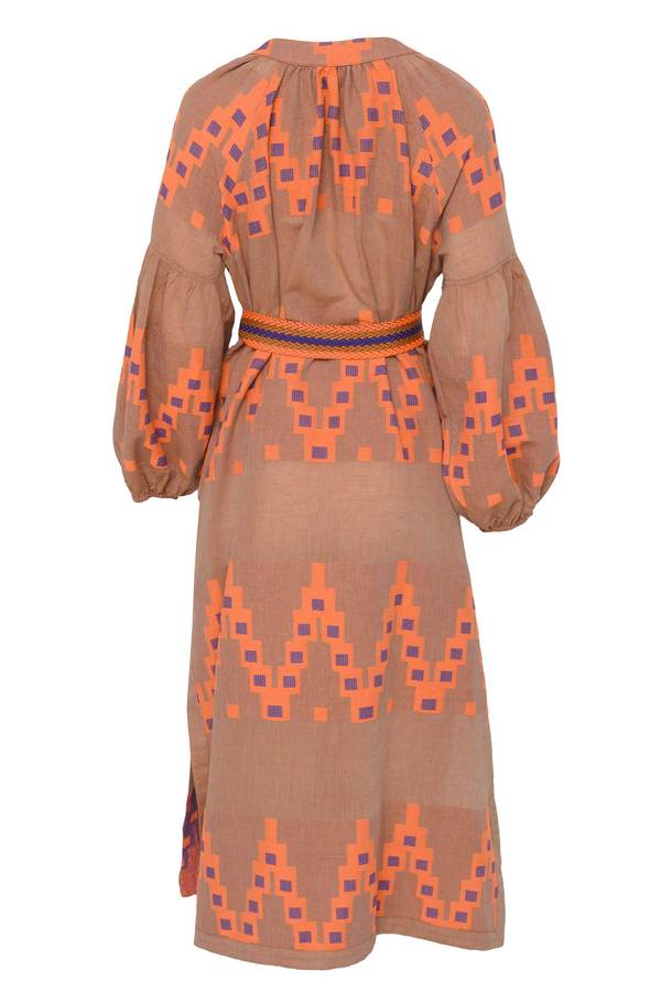 Devotion Twins Long Korali Dress - Beige/Orange | Garmentory