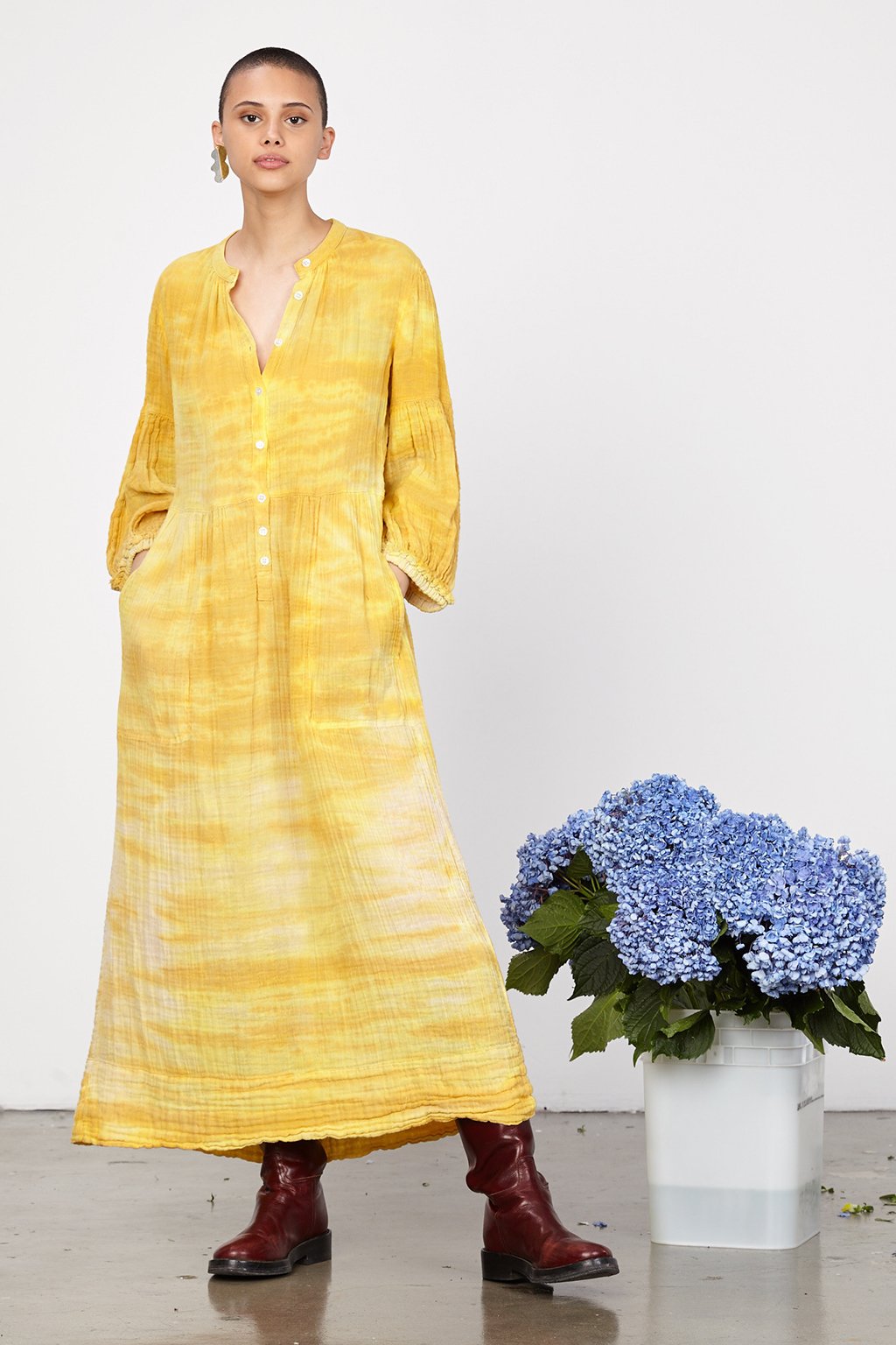 Raquel Allegra DANDELION GAUZE PEASANT DRESS Garmentory