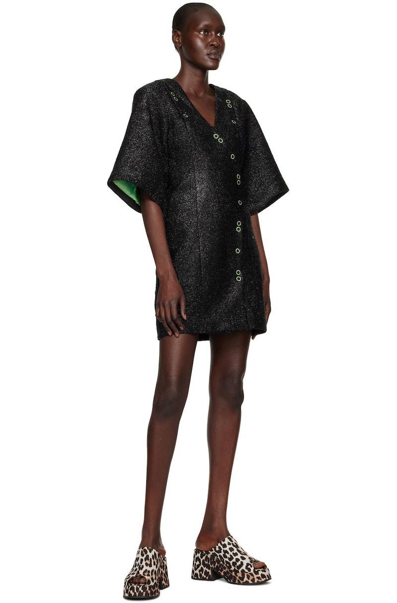 ganni black sparkle mini dress Minidress - Size:30 Promotion_PantEvent26 Deadstock with Tags 1990s turning look.