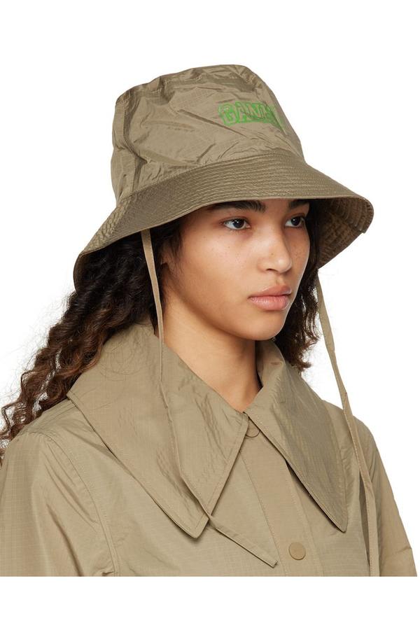 Ganni Khaki Printed Bucket Hat - Petrified Oak | Garmentory display picture 3