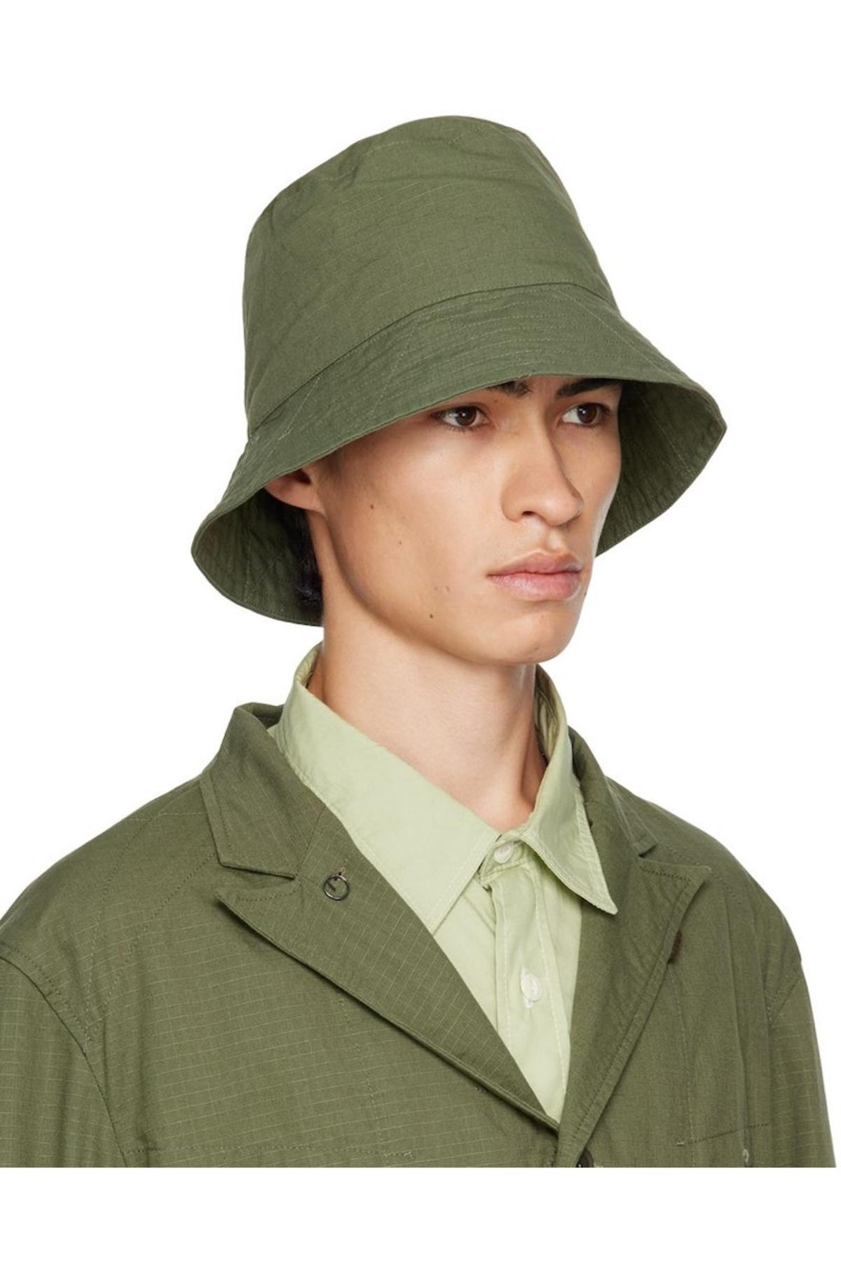Engineered Garments Green Quilted Brim Bucket Hat OLIVE COTTON R
