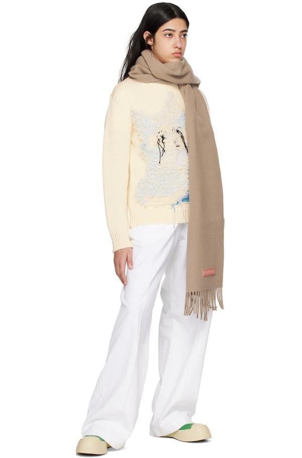 Acne Studios Beige Fringe Scarf Warm Beige Garmentory