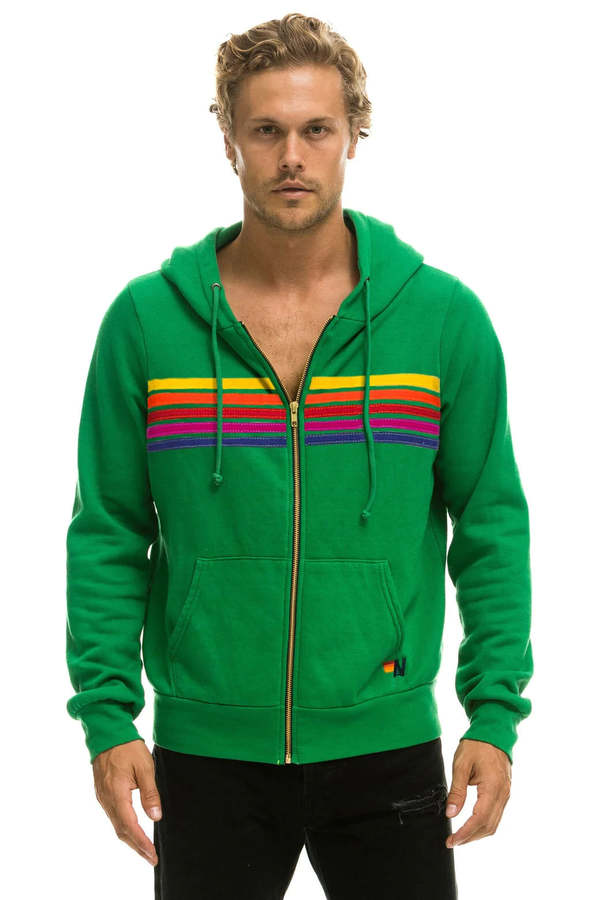 Aviator Nation Stripe Hoodie Kelly Green /Yellow Purple