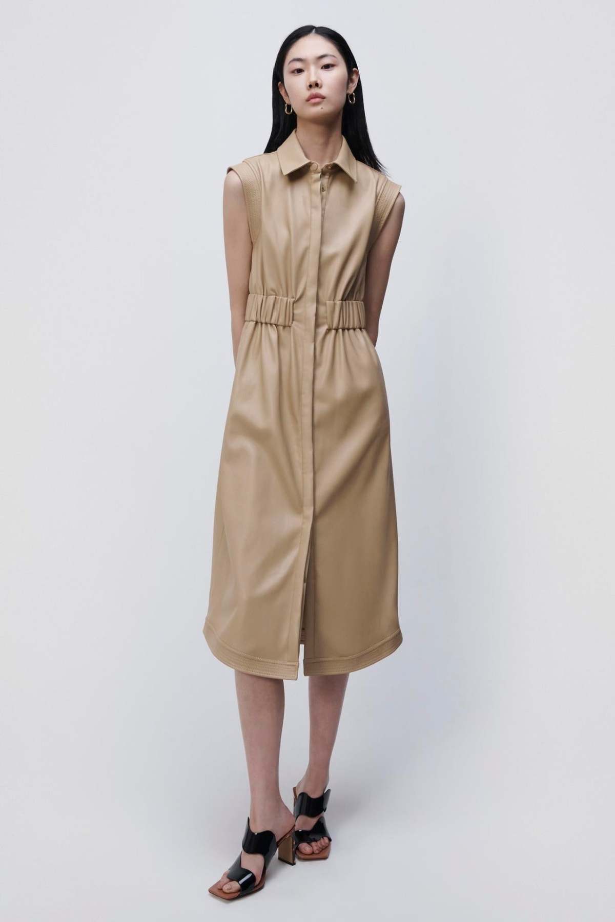 jonathan simkhai vegan leather dress Nima Midi - Camel size-xxs