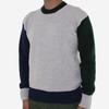 Country of Origin 5 Gauge Tri-Colour Lambswool Crewneck - Grey/Green/Navy - Thumbnail 2
