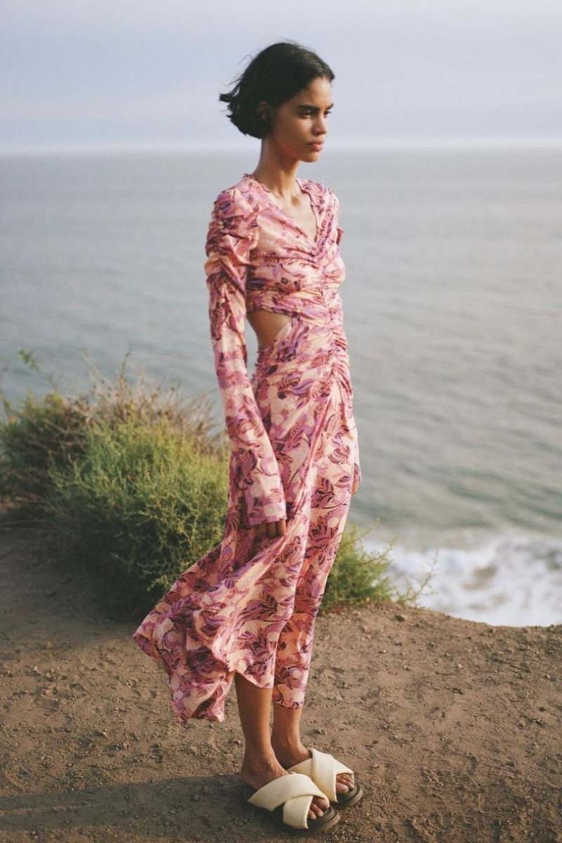A.L.C. Mona Midi Dress - Coral/Iris