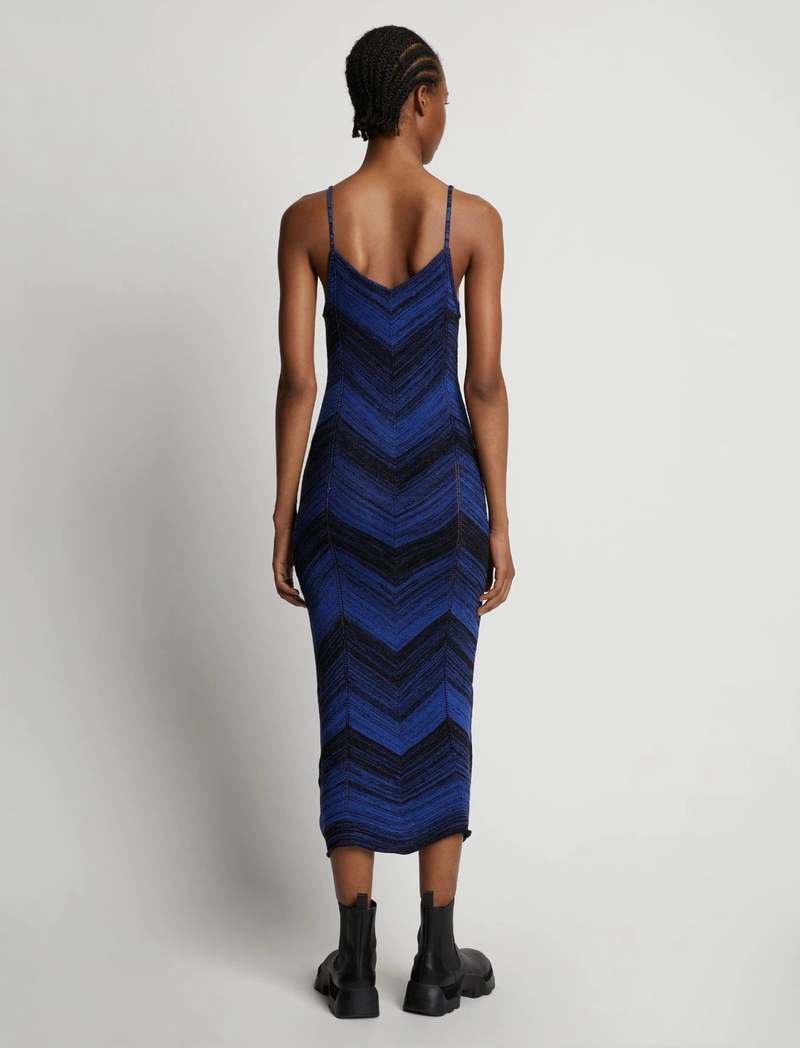 Proenza Schouler Marled Stripe Knit Maxi Dress - Cerulean/Black | Garmentory