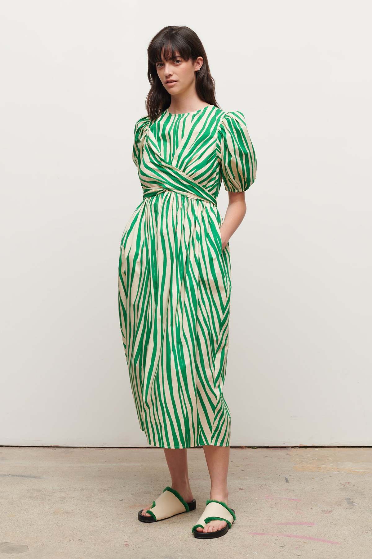 penelope's green dress Odysseus & Penelope Draped Strapless Bamboo Dress (Green) – Rent To Dress NZ