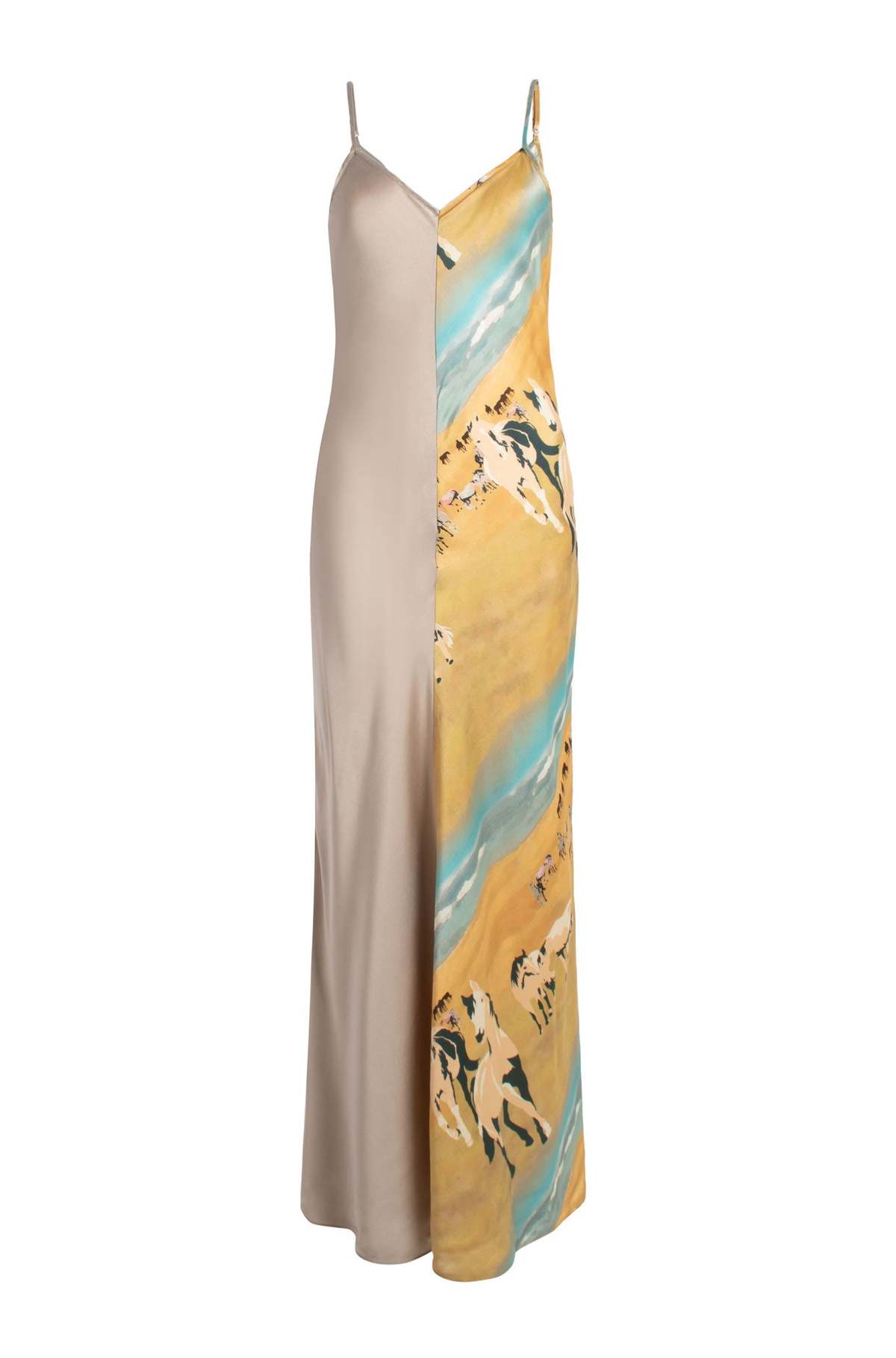 silk laundry two tone dress Silk Laundry Two-tone Dress - Horses/Aluminium