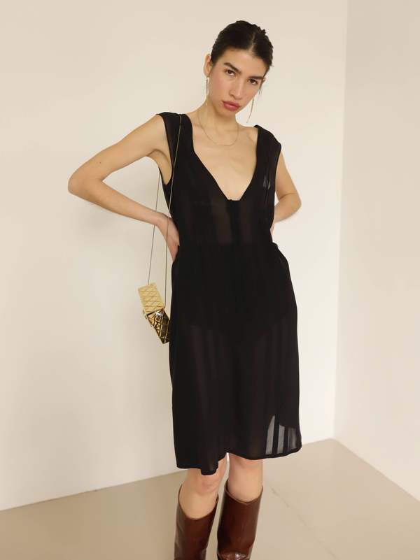 Vintage Alberta Ferretti Black Silk Sheer Dress | Garmentory Vintage Alberta Ferretti Black Silk Sheer Dress | Garmentory