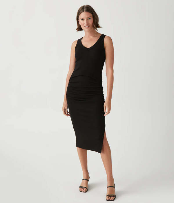 Michael Stars Lori Ribbed Dress - Black | Garmentory