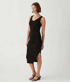 Michael Stars Lori Ribbed Dress - Black | Garmentory