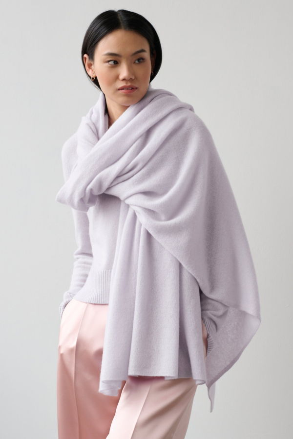 White + Warren Cashmere Travel Wrap - Silver Lilac Heather
