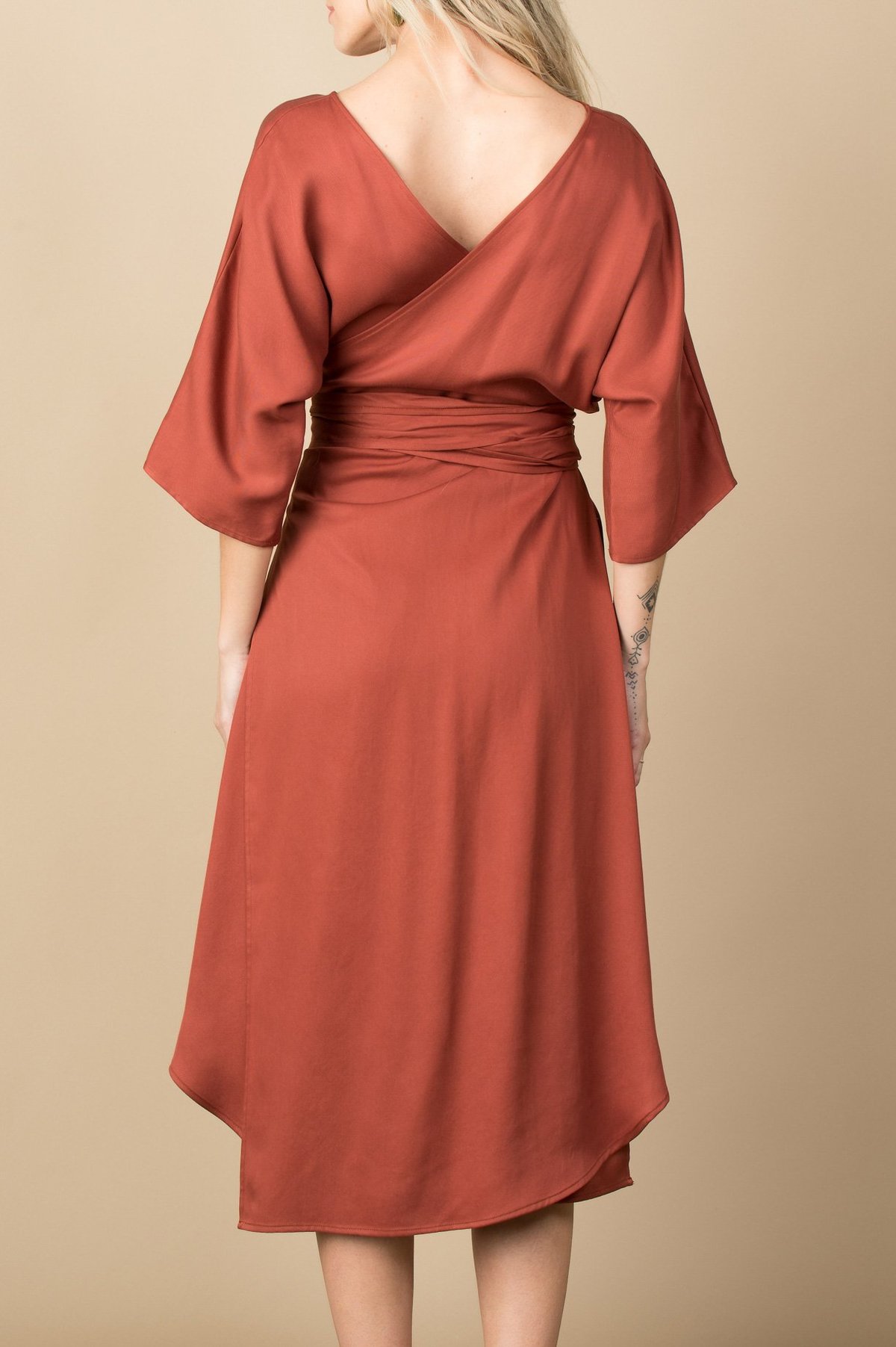 hackwith design house reversible wrap dress Hackwith Design House Reversible Wrap Dress In Rust