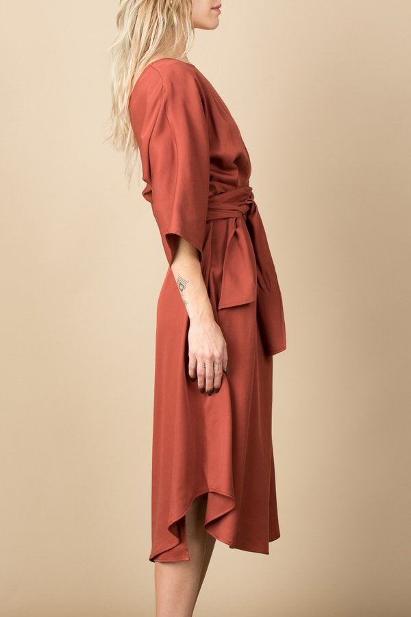 Hackwith Design House Reversible Wrap Dress In Rust | Garmentory