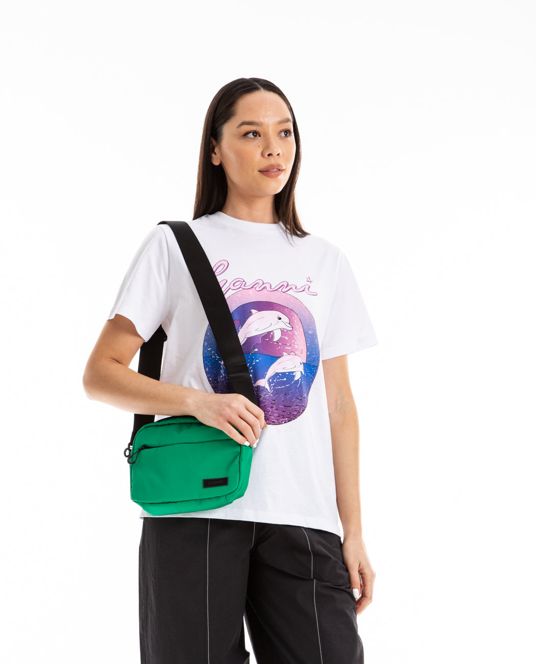 Ganni Recycled Tech Festival Bag - Green | Garmentory