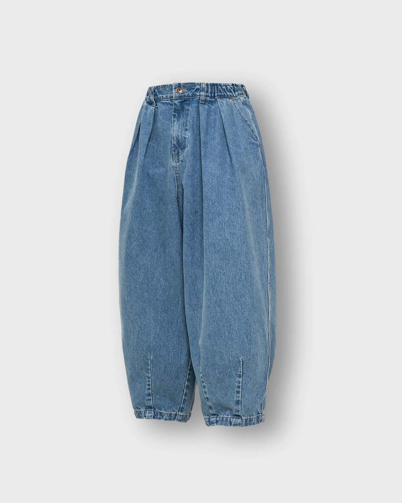 Anglan Stone Vintage Denim Balloon Pants - Light Blue
