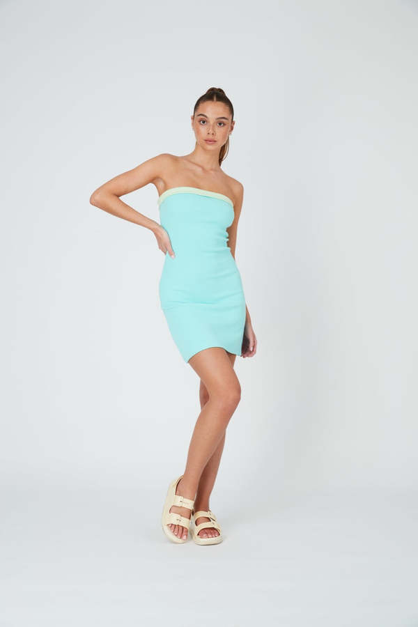 Summi Summi Strapless Tube Mini Dress - Sky Blue/Mint | Garmentory Summi Summi Strapless Tube Mini Dress - Sky Blue/Mint | Garmentory