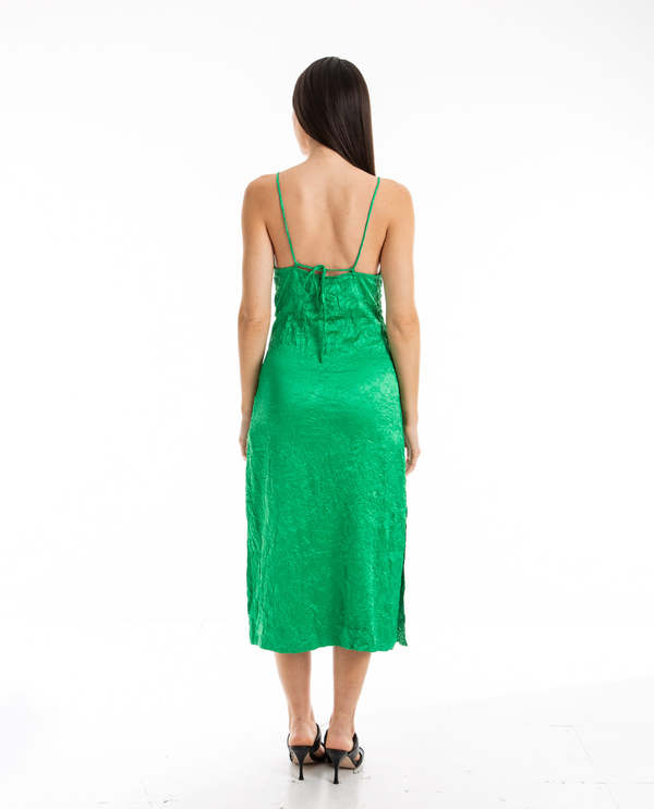 Ganni Crinkled Satin Slip Dress - Green | Garmentory Ganni Crinkled Satin Slip Dress - Green | Garmentory